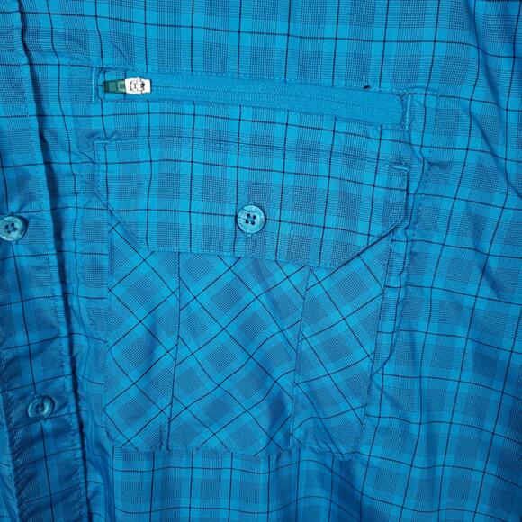 Reel Legends Men's Button-Up Fishing Shirt Sz Large Short Sleeved Vented Blue - Picture 3 of 9